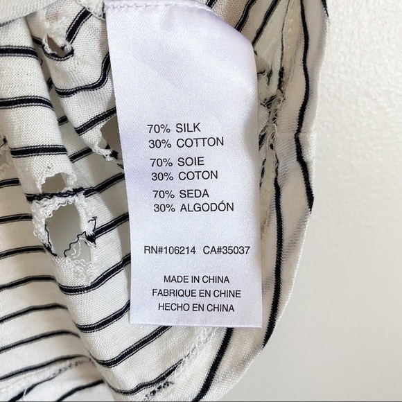 JOE’S Gilles Silk Blend V Neck Striped Tee Small - Picture 7 of 8